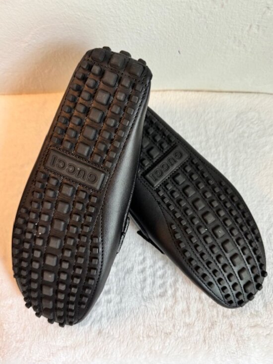 Gucci Men’s Black GG Canvas Interlocking G Driver Loafers Size 7 1/2 main image 4